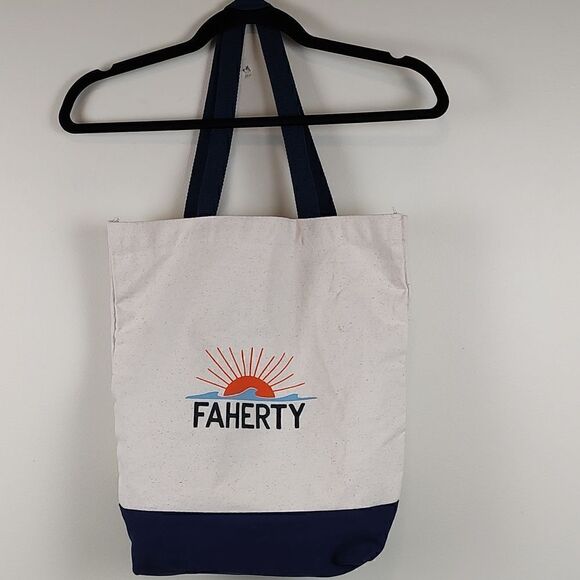 Faherty Canvas Shopping Tote Bag - Picture 4 of 10